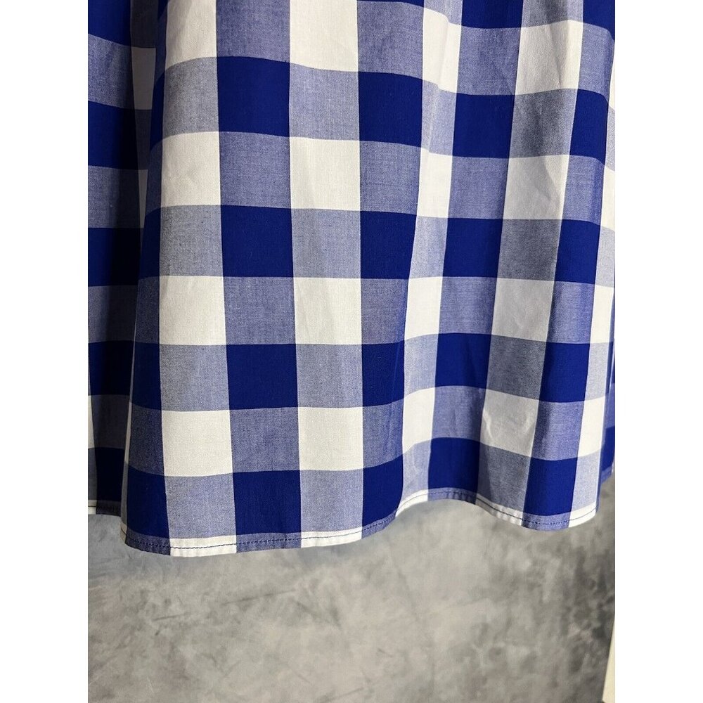 Tyler Boe Size XL Jenny Top Pleated Puff Sleeve Blue Gingham Plaid Cottagecore - Picture 6 of 14